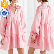 Свободный покрой розовый Ярусный длинным рукавом мини летнее платье Производство Оптовая продажа женской одежды (TA0329D)
